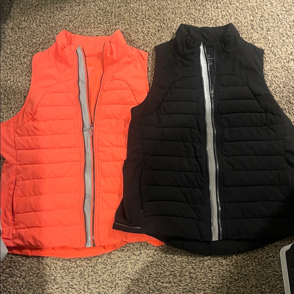 Quilted Puffer Vest in Orange and Black
